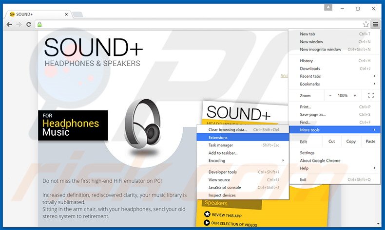 Suppression des publicités Sound+ dans Google Chrome étape 1