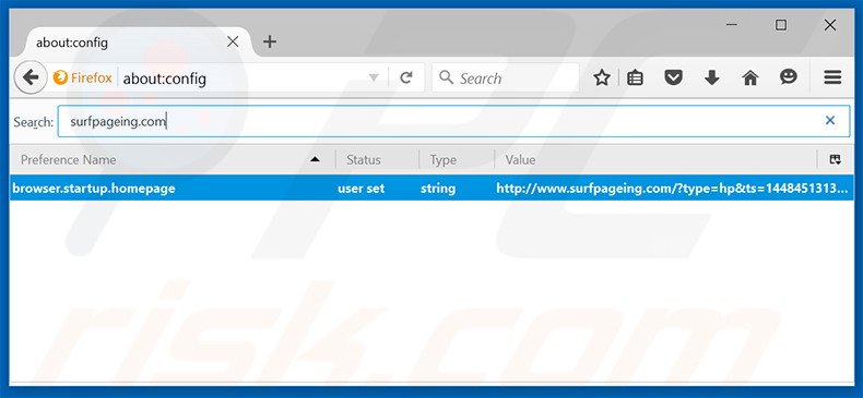 Suppression du moteur de recherche par défaut de surfpageing.com dans Mozilla Firefox 
