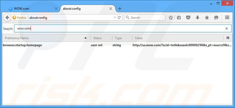 Suppression du moteur de recherche par défaut de wow.com dans Mozilla Firefox 