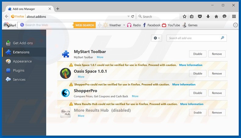 Suppression des extensions reliées à addg.xyz dans Mozilla Firefox 
