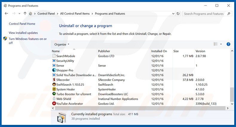 Désinstallation du pirate de navigateur addg.xyz via le Panneau de Configuration