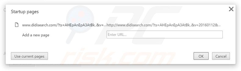 Suppression de la page d'accueil de didisearch.com dans Google Chrome 