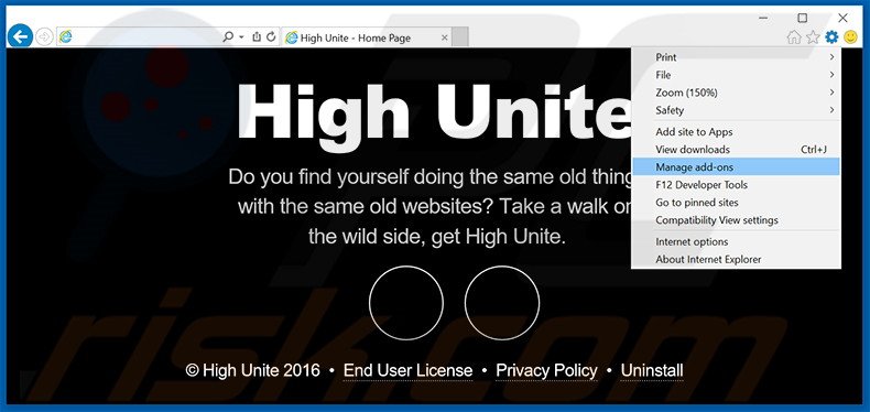 Suppression des publicités High Unite dans Internet Explorer étape 1