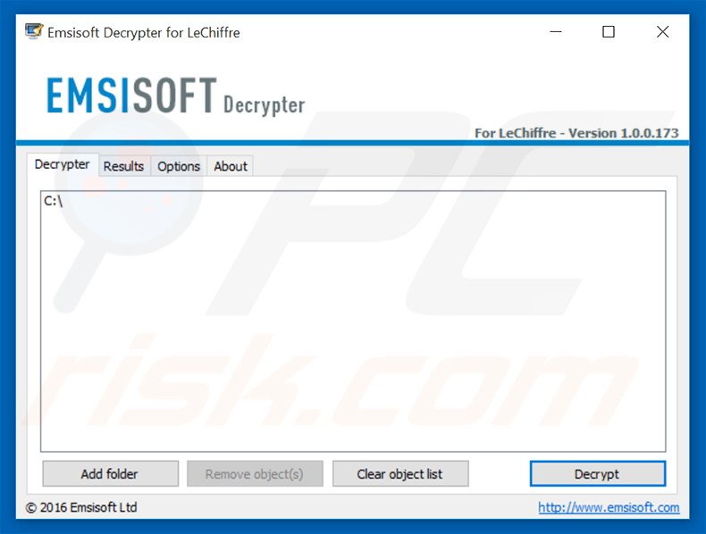décrypteur Emsisoft utilisé pour LeChiffre