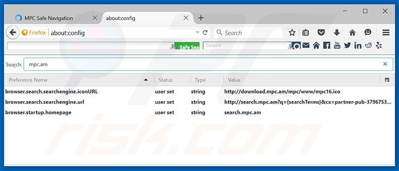 Suppression du moteur de recherche par défaut de search.mpc.an dans Mozilla Firefox 