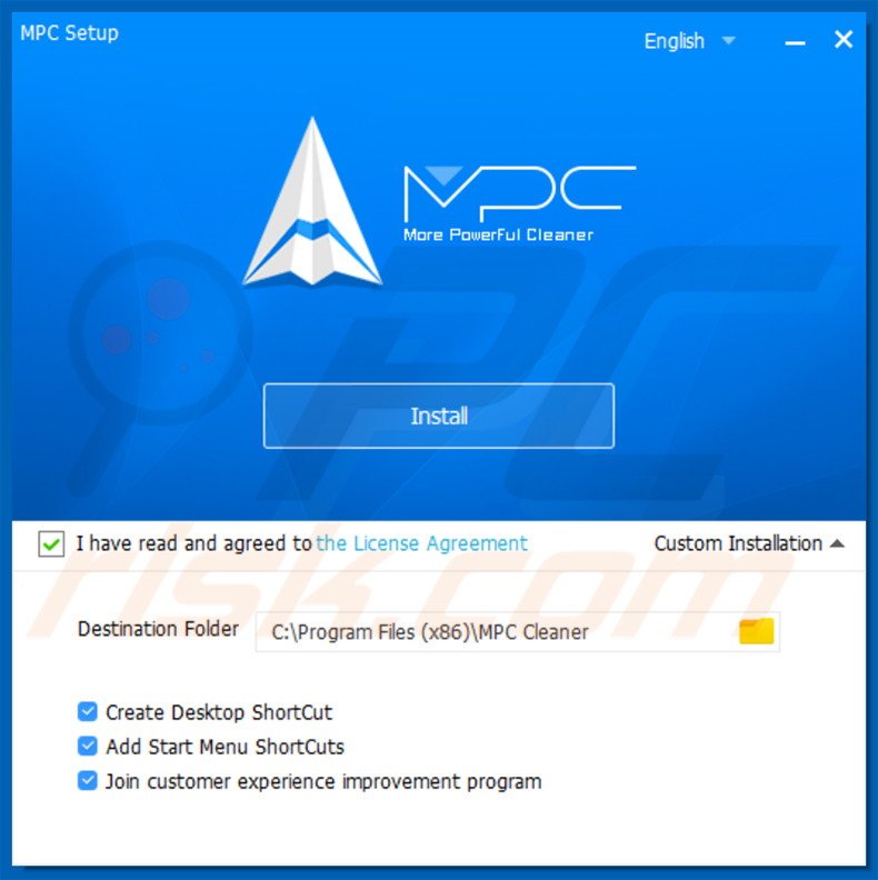 Configuration officielle de l'installation de MPC Cleaner 