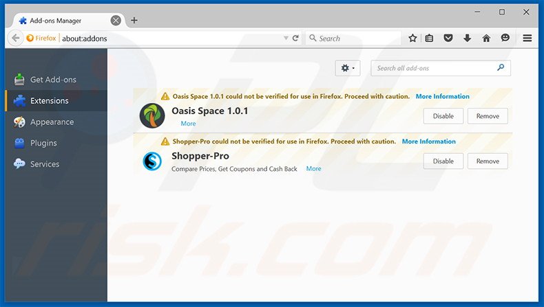 Suppression des extensions reliées à mybeesearch.com dans Mozilla Firefox
