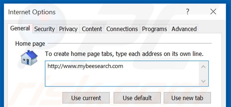 Suppression de la page d'accueil de mybeesearch.com dans Internet Explorer 