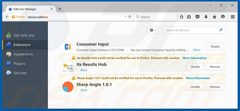 Suppression des extensions reliées à newsearch123.com dans Mozilla Firefox 