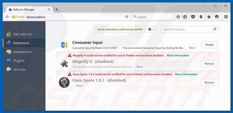 Suppression des extensions reliées à ooxxsearch.com dans Mozilla Firefox 