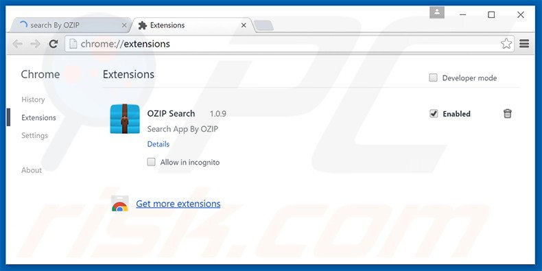 Suppression des extensions reliées à search.ozipcompression.com dans Google Chrome 