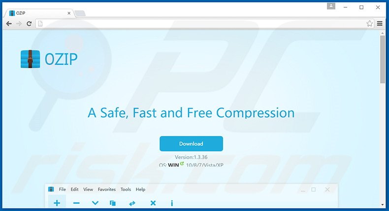  Site web utilisé pour publiciser le pirate de navigateur OZIP 