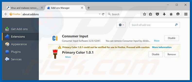 Suppression des publicités Positive dans Mozilla Firefox étape 2