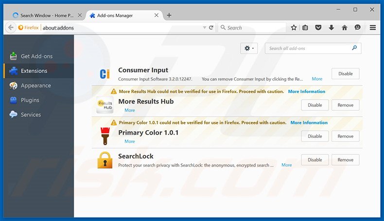 Suppression des publicités Search Window dans Mozilla Firefox étape 2