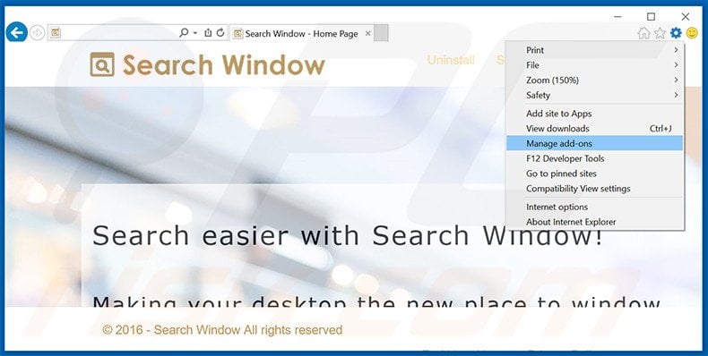 Suppression des publicités Search Window dans Internet Explorer étape 1