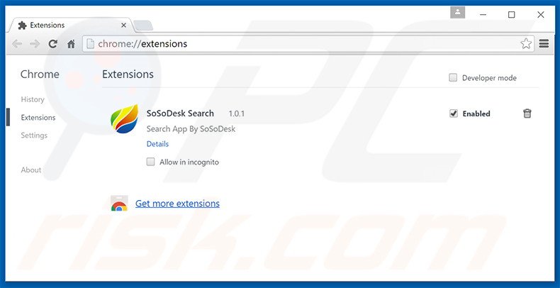 Suppression des extensions reliées à search.sosodesktop.com dans Google Chrome 