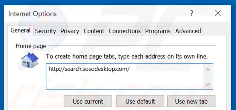 Suppression de la page d'accueil de search.sosodesktop.com dans Internet Explorer 