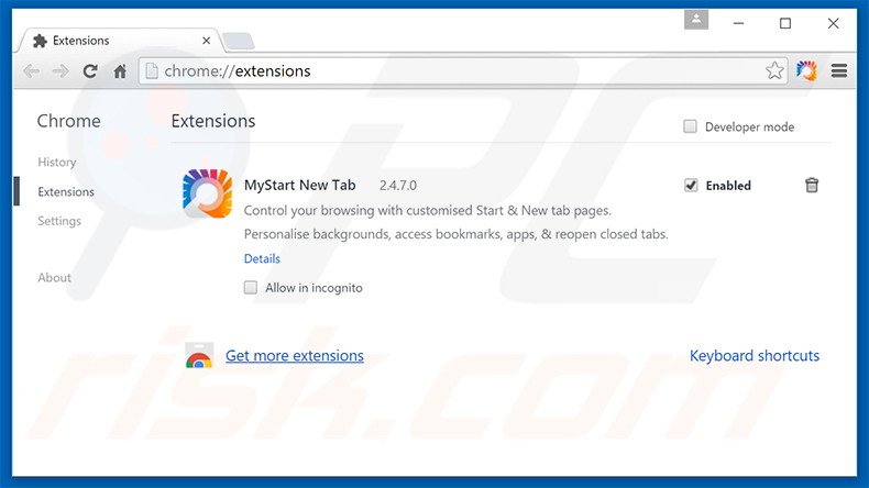 Suppression des extensions reliées à sugabit.net dans Google Chrome