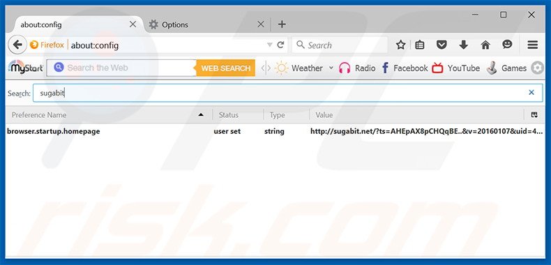 Suppression du moteur de recherche par défaut de sugabit.net dans Mozilla Firefox 