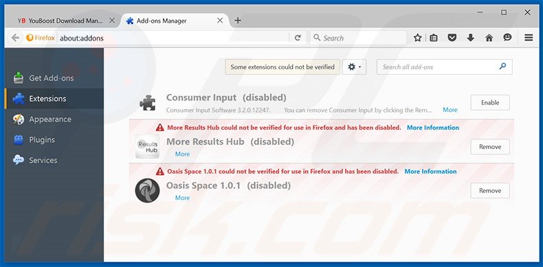 Suppression des publicités YouBoost dans Mozilla Firefox étape 2
