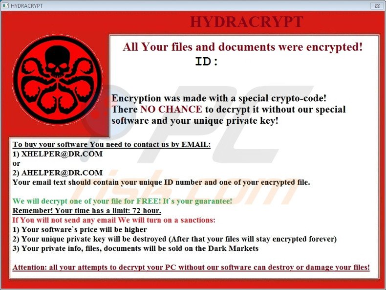 Instructions de décryptage de HYDRACRYPT 