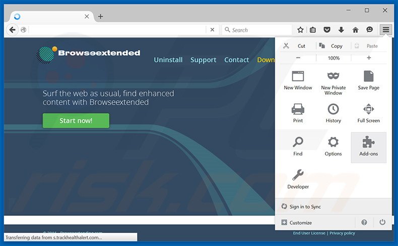 Suppression des publicités Browseextended dans Mozilla Firefox étape 1