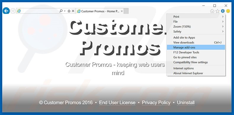 Suppression des publicités Customer Promos dans Internet Explorer étape 1