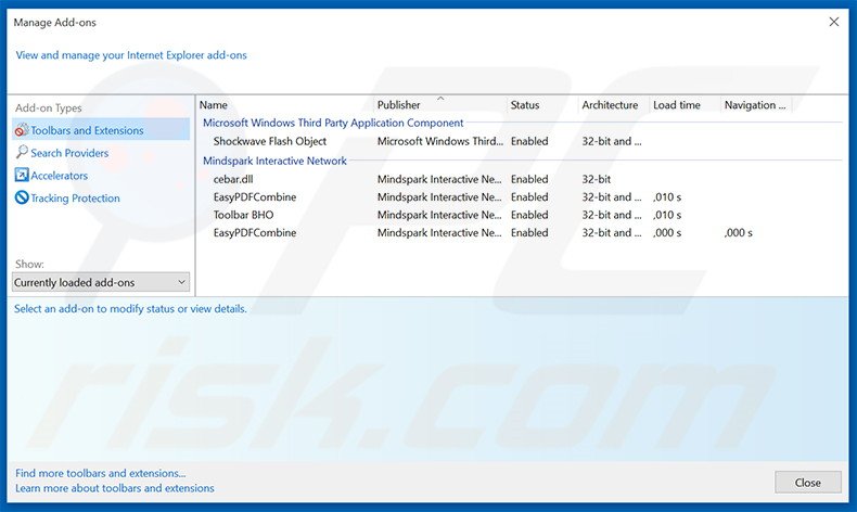 Suppression des extensions reliées à EasyPDFCombine dans Internet Explorer 