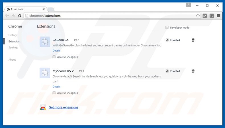 Suppression des extensions reliées à search.mysearch.com dans Google Chrome 