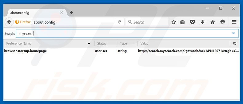 Suppression du moteur de recherche par défaut de search.mysearch.com dans Mozilla Firefox 