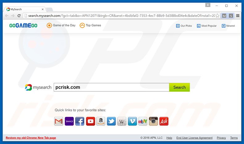Pirate de navigateur search.mysearch.com 