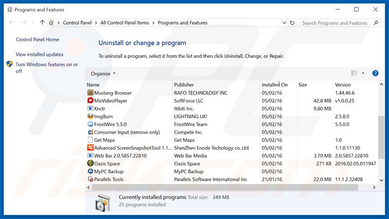 Désinstallation du logiciel de publicité Great Hub via le Panneau de Configuration