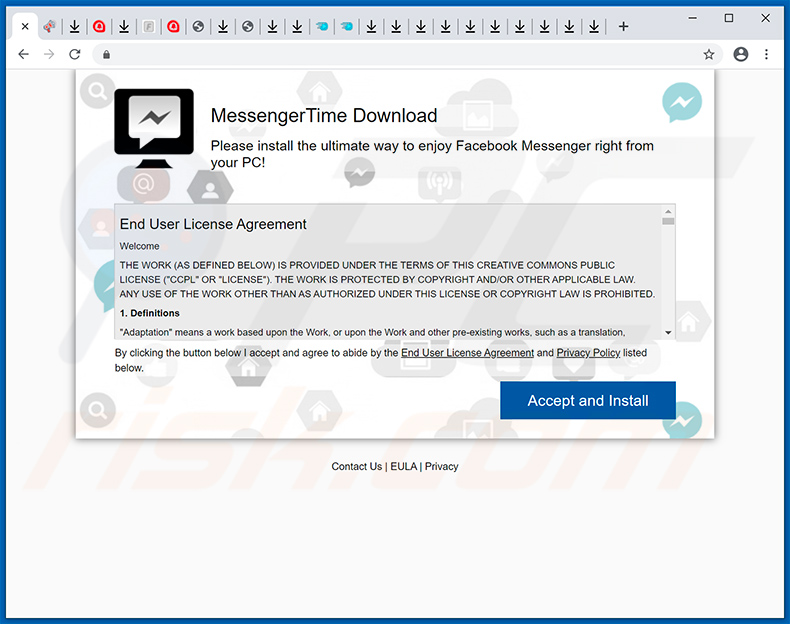 MessengerTime adware-promoting website