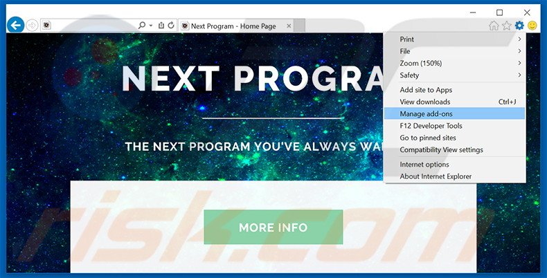 Suppression des publicités Next Program dans Internet Explorer étape 1
