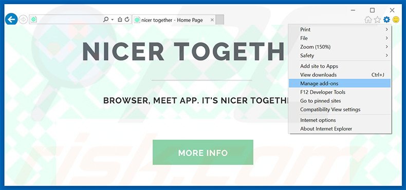 Suppression des publicités Nicer Together dans Internet Explorer étape 1