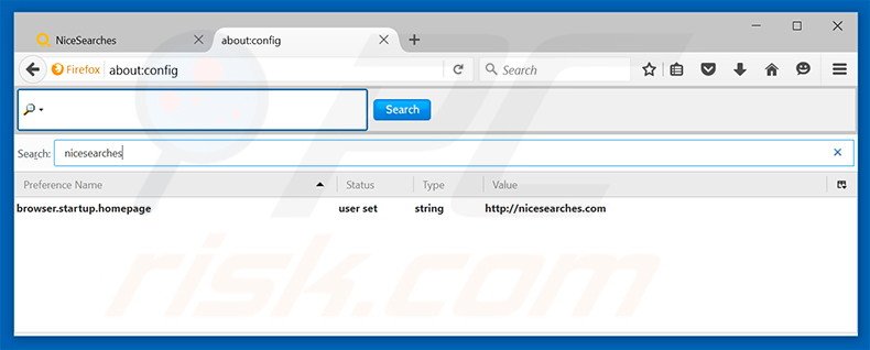 Suppression du moteur de recherche par défaut de nicesearches.com dans Mozilla Firefox 