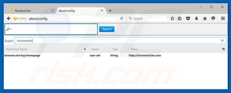 Suppression du moteur de recherche par défaut de nicesearches.com dans Mozilla Firefox 