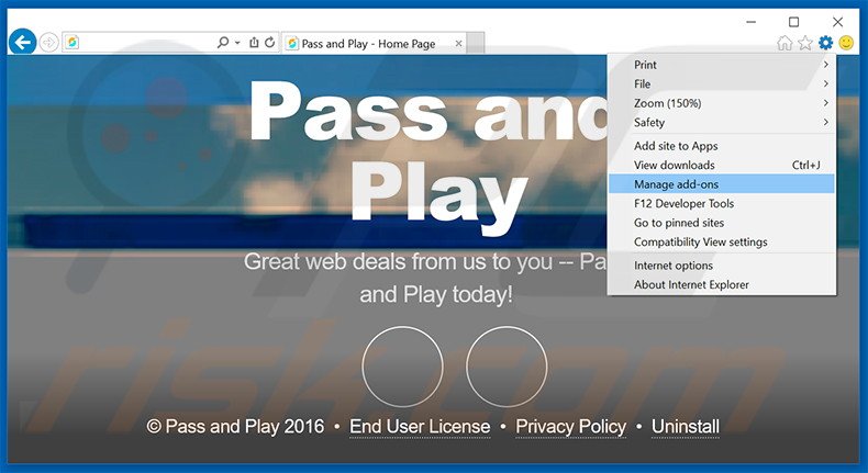 Suppression des publicités Pass and Play dans Internet Explorer étape 1
