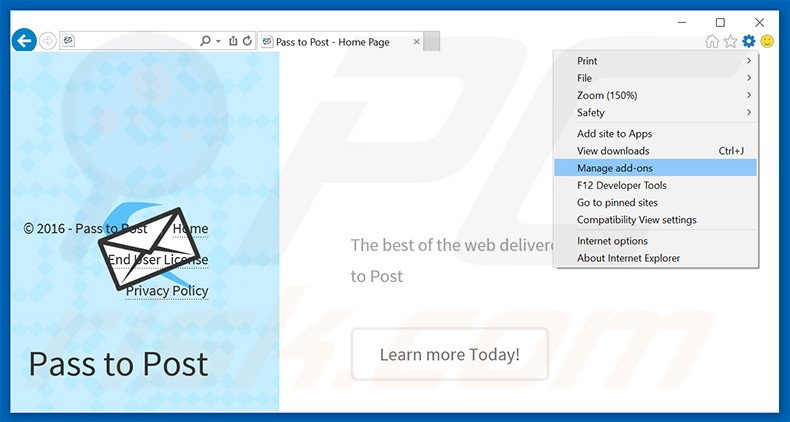 Suppression des publicités Pass To Post dans Internet Explorer étape 1