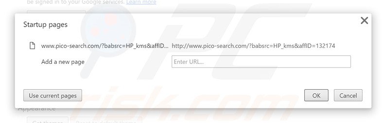 Suppression de la page d'accueil de pico-search.com dans Google Chrome