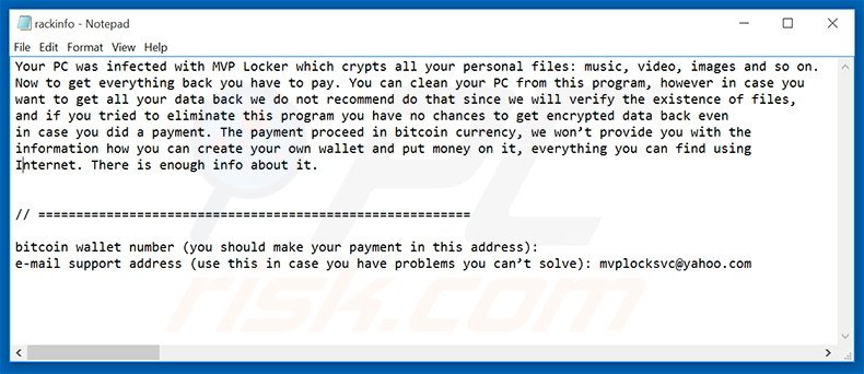 Instructions de décryptage de RackCrypt 