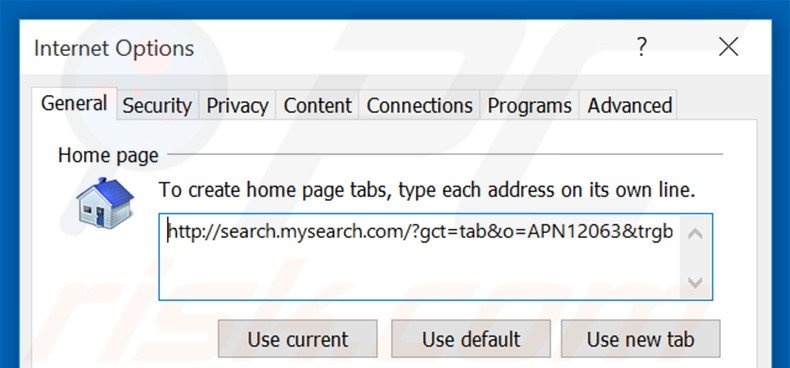 Suppression de la page d'accueil de search.mysearch.com dans Internet Explorer 