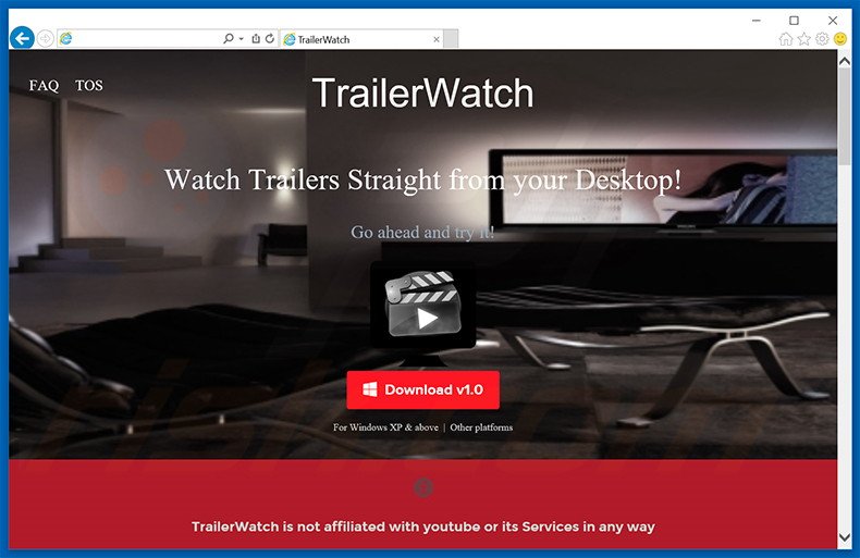 Logiciel de publicité TrailerWatch 