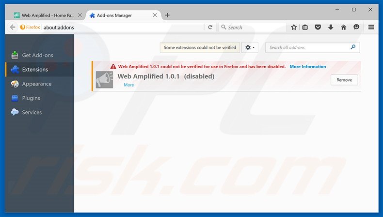 Suppression des publicités Web Amplified dans Mozilla Firefox étape 2