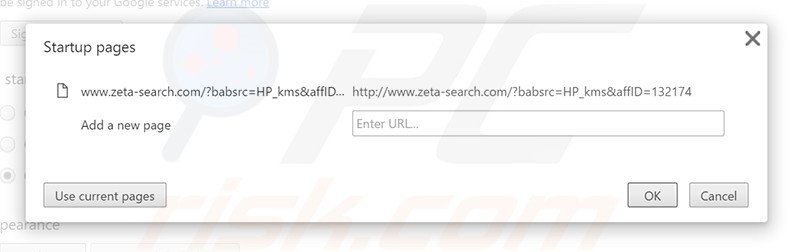 Suppression de la page d'accueil de zeta-search.com dans Google Chrome 