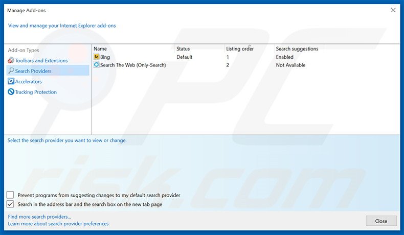Suppression du moteur de recherche par défaut de zeta-search.com dans Internet Explorer