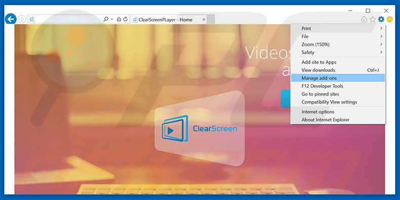 Suppression des publicités ClearScreen Player dans Internet Explorer étape 1