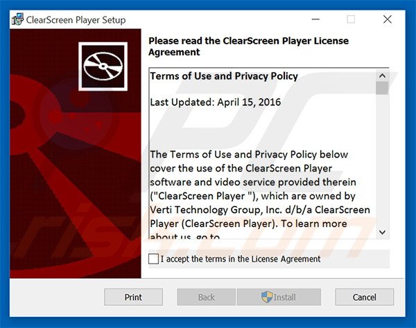 Configuration de l'installation officielle de ClearScreen Player 