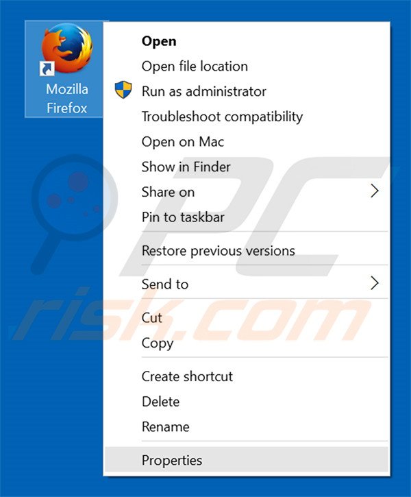 Suppression du raccourci cible de dozensearch.com dans Mozilla Firefox étape 1