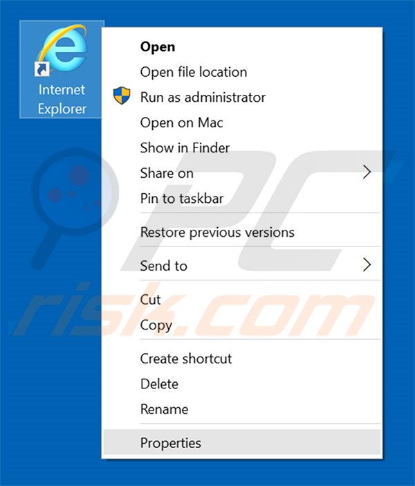 Suppression du raccourci cible de dozensearch.com dans Internet Explorer étape 1